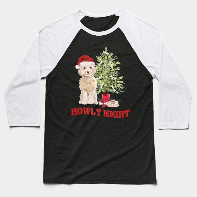 Christmas Dog Baseball T-Shirt by Lucia